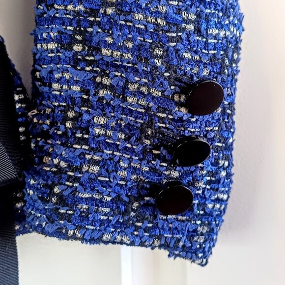 Kate Spade Blue Tweed Silver Lining Belted Blazer - Picture 3 of 7